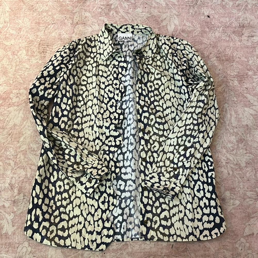 Ganni Leopard Blouse